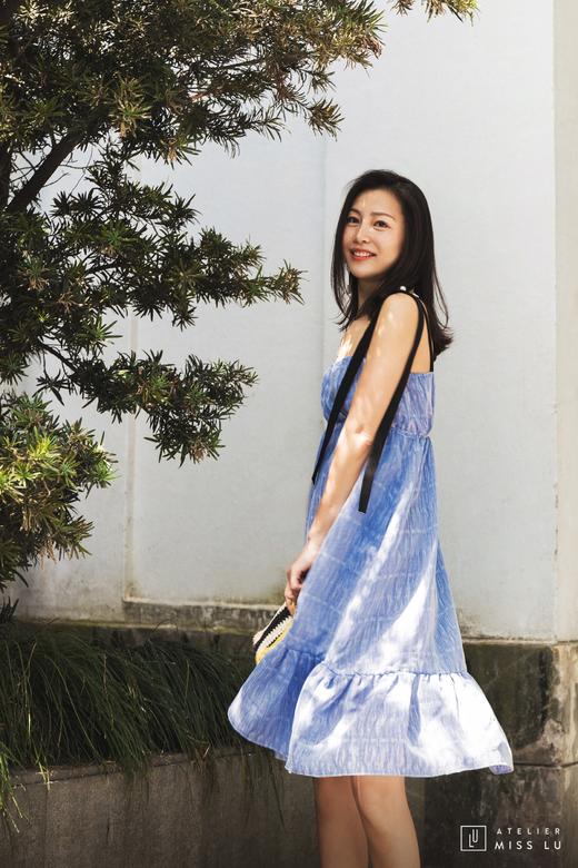 AtelierMissLu / Nola-冰雪蓝撞色飘带连身裙 商品图4