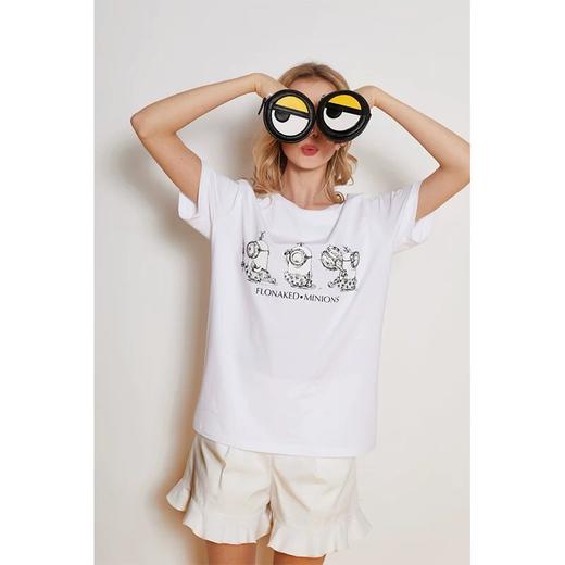 小黄人原始人手绘图案修身T恤 商品图2