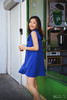 AtelierMissLu / Viva-皇家蓝肩带装饰A字连身裙 商品缩略图3