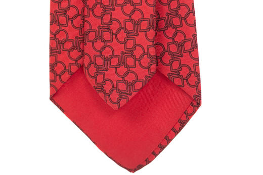 hermes 爱马仕 红色印花真丝领带 569677【特殊商品不退不换】