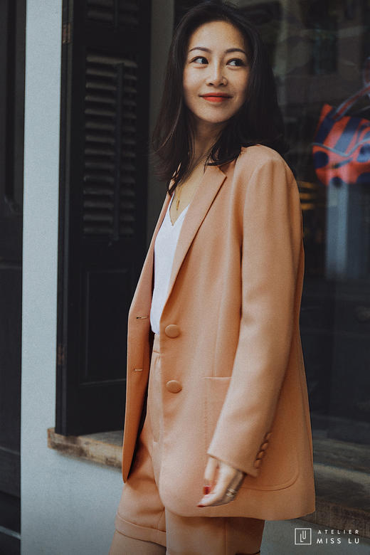 AtelierMissLu / Sian-珊瑚橘西装短裤 商品图1