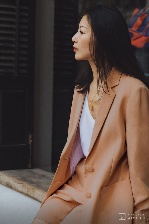 AtelierMissLu / Sian-珊瑚橘西装短裤 商品图4