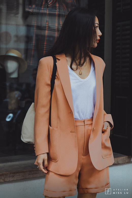 AtelierMissLu / Sian-珊瑚橘西装短裤 商品图3