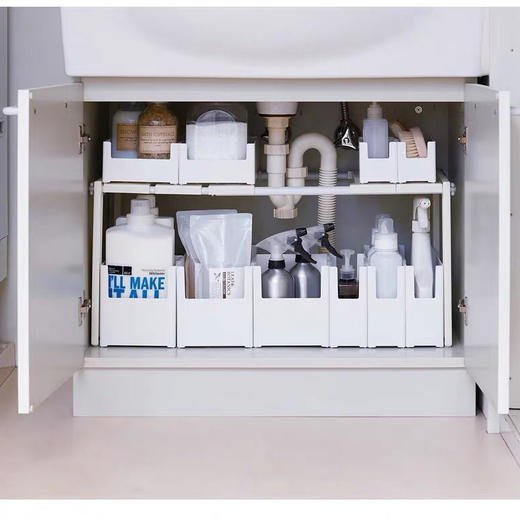 【自营】留存道厨房下水道水槽叠加收纳筐分类收纳盒塑料橱柜抽屉直角储物盒拉篮 商品图1