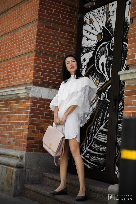 AtelierMissLu / Zoey-白色蕾丝装饰连身裙 商品图4