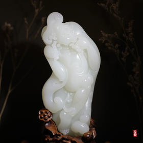 和田玉（羊脂玉）独籽摆件--济公 356g