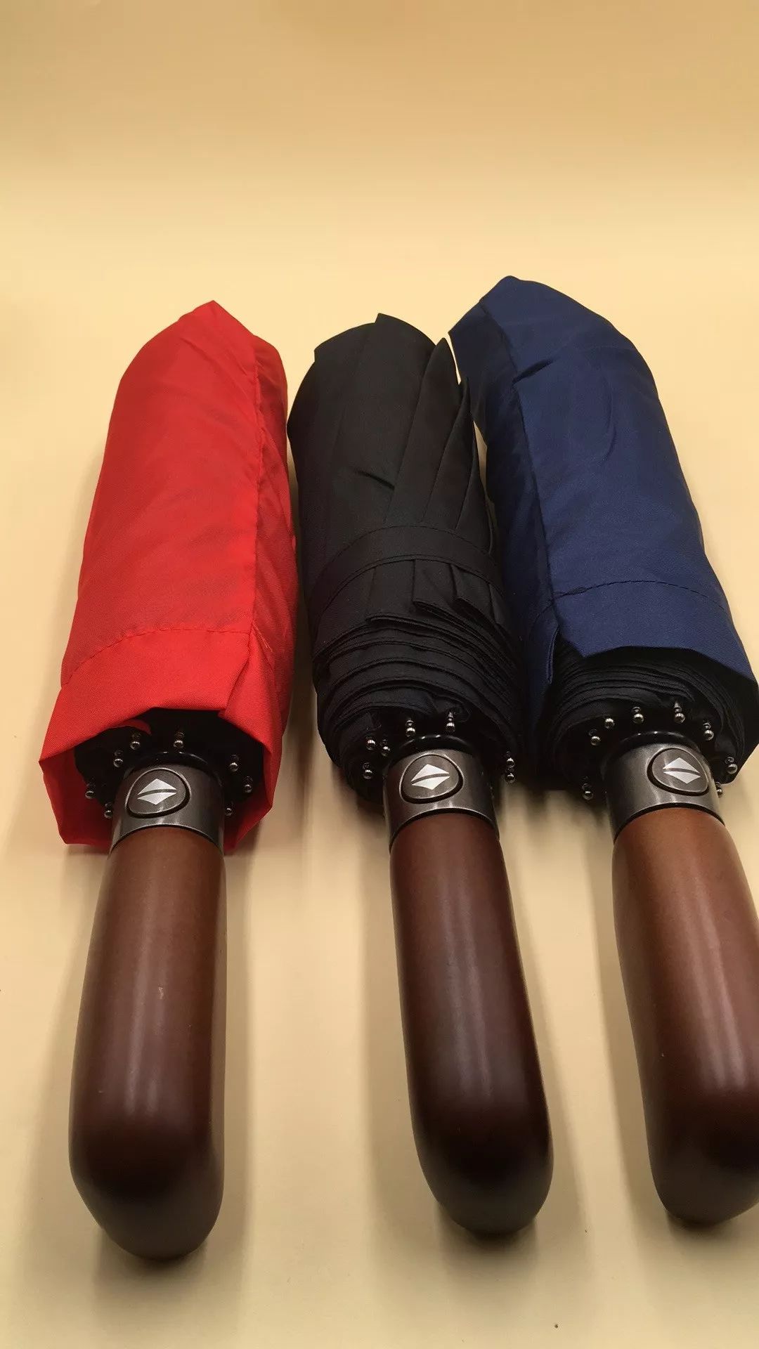 绿本原木自动伸缩十股晴雨伞