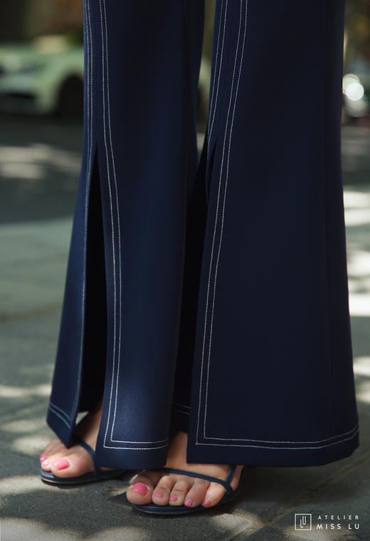 AtelierMissLu / Ann-藏青前开衩鱼尾裤 商品图3