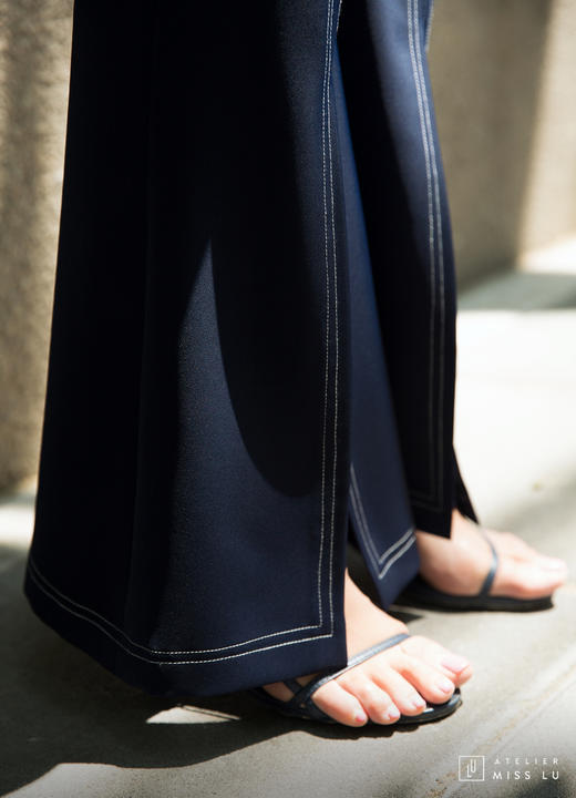AtelierMissLu / Ann-藏青前开衩鱼尾裤 商品图1
