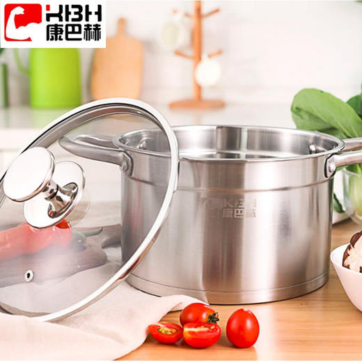 康巴赫汤锅加厚304不锈钢熬汤奶锅泡面辅食锅燃气电磁炉通用家用 商品图2