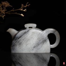 和田玉（青花）玉壶--瓦当壶（宋鸣放6654） 253.36g