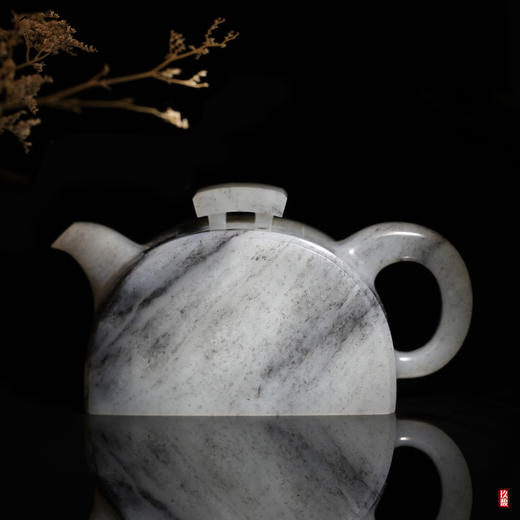 和田玉（青花）玉壶--瓦当壶（宋鸣放6654） 253.36g 商品图0