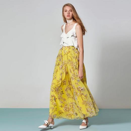 庄周梦蝶手绘印花真丝大摆裙裤 商品图1