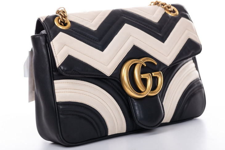 b  gucci 古驰 gg marmont 经典款拼色绗缝中号链条包 570106