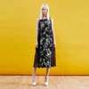 黑橄榄枝印花雪纺大摆长连衣裙 商品缩略图0