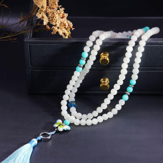 和田玉（白玉）籽料珠串项链 -- 玉珠8mm/108颗 商品图0