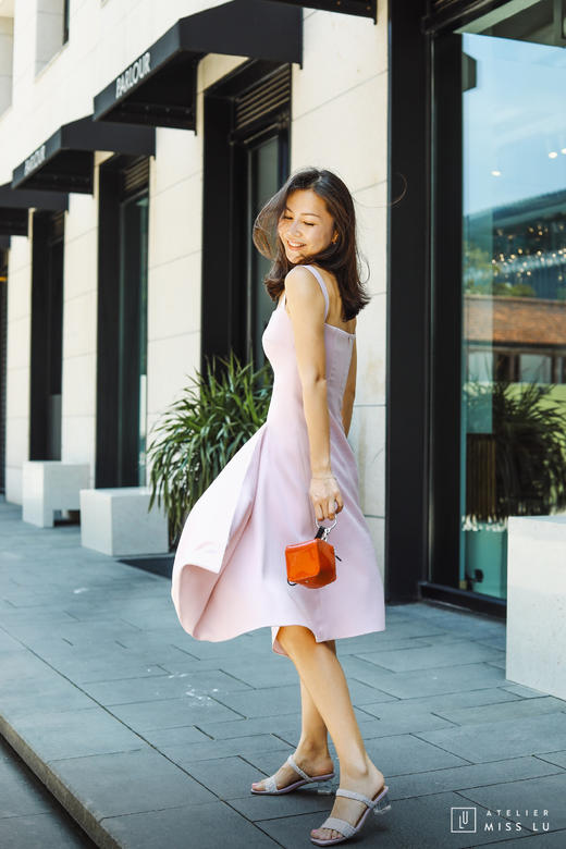 AtelierMissLu / Fay-荔枝粉不规则下摆吊带裙 商品图1