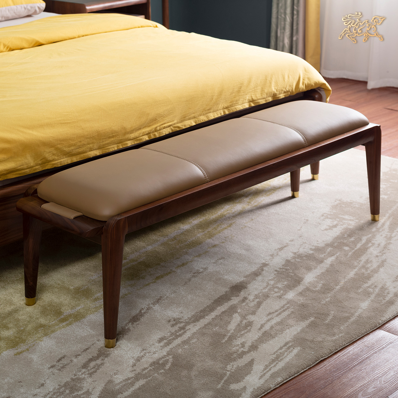 铜师傅 铜木主义 米兰阳光卧室家具 实木床 衣柜 黑胡桃实木家具