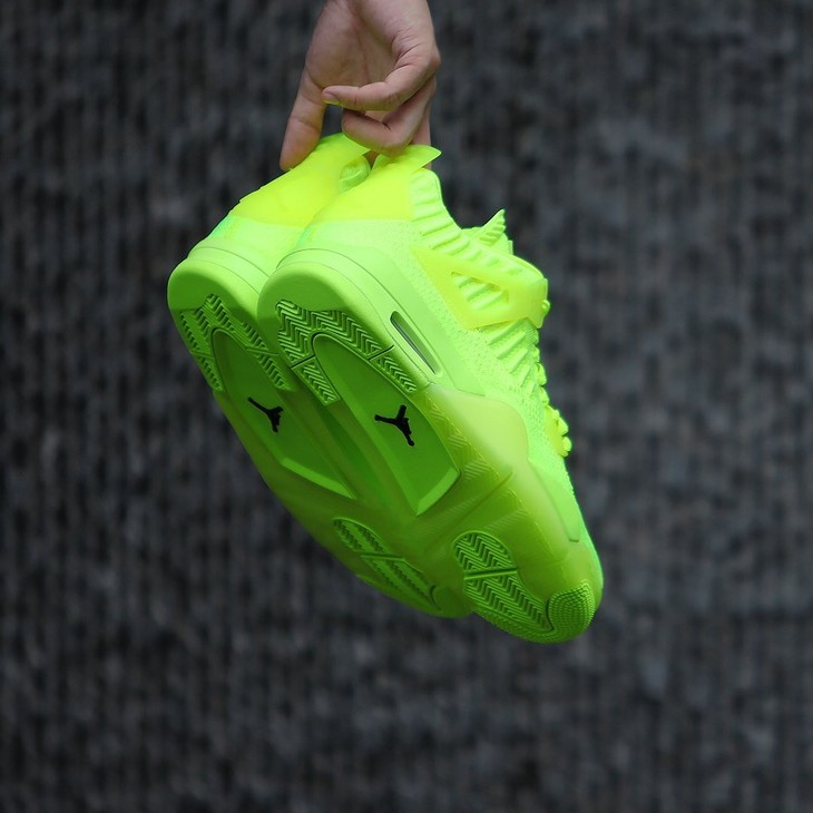air jordan 4 flyknit aj4 编织鞋 轻质透气四代 荧光绿 aq3559-700