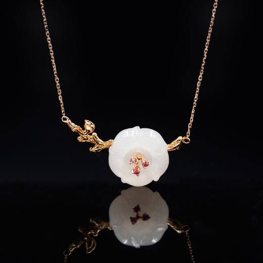 18K玫瑰金和田玉（白玉）项链--暗香疏影 商品图0