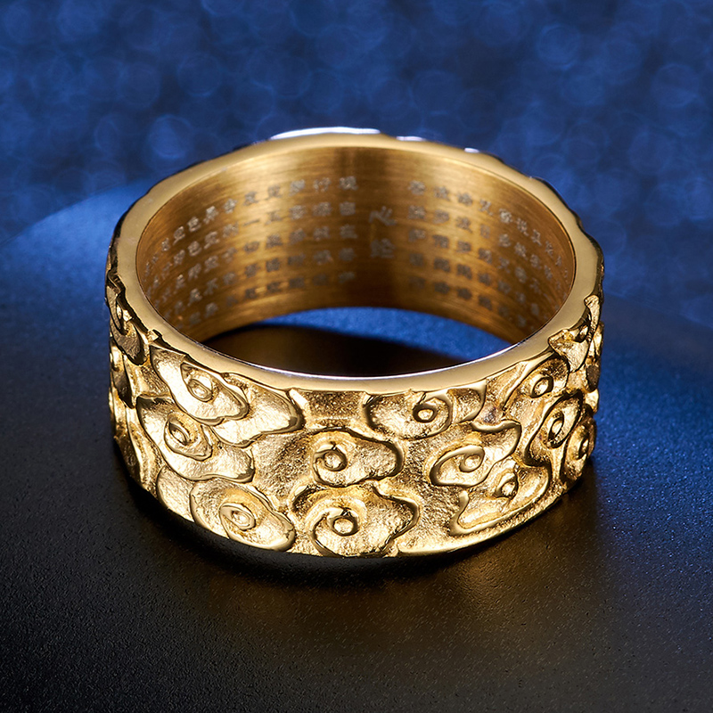 佛家祥云瑞气波罗蜜心经戒指潮男个性钛钢指环食指戒子刻字