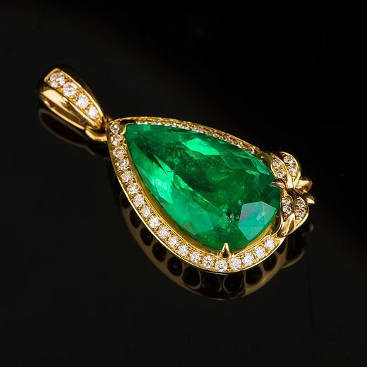 18k金 大克拉水滴祖母绿吊坠 奢华时尚 巴西祖母绿 vivid green