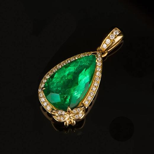 18k金 大克拉水滴祖母绿吊坠 奢华时尚 巴西祖母绿 vivid green - ang