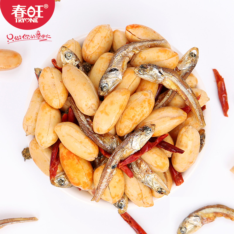 春旺麻辣小鱼戏花生 酒鬼花生米零食下酒菜鳀鱼口味150g*6罐