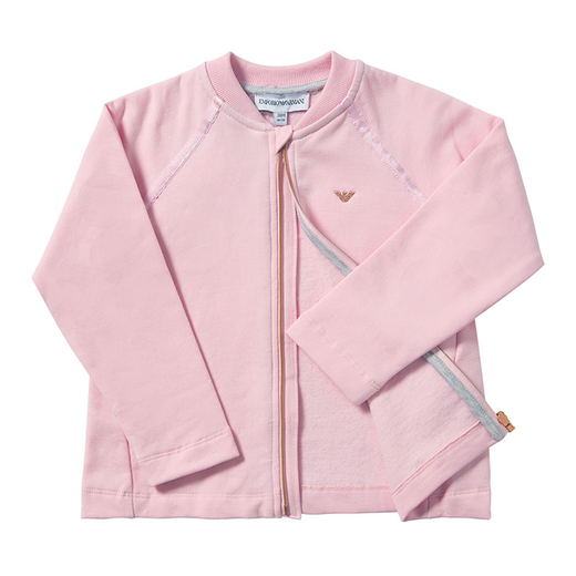 emporio armani 阿玛尼童装 女童粉色加绒棒球服外套6zeb50