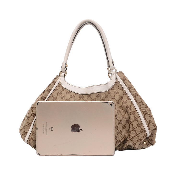 a  gucci 古驰 棕色帆布老花手提包 571903