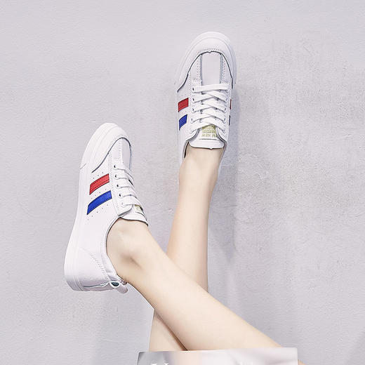 520新款红蓝cp简约百搭潮流条纹小白鞋