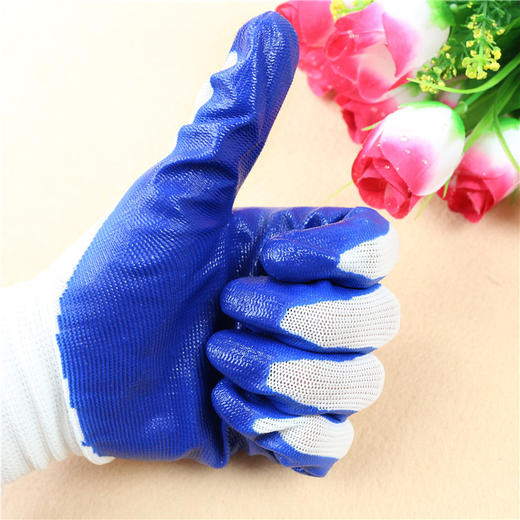 【泊丁青手套】13针尼龙丁青兰白手套 白纱兰胶劳保手套 白兰丁晴手套 960对/袋 商品图5