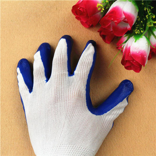 【泊丁青手套】13针尼龙丁青兰白手套 白纱兰胶劳保手套 白兰丁晴手套 960对/袋 商品图2