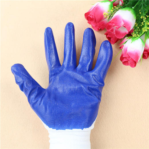 【泊丁青手套】13针尼龙丁青兰白手套 白纱兰胶劳保手套 白兰丁晴手套 960对/袋 商品图3