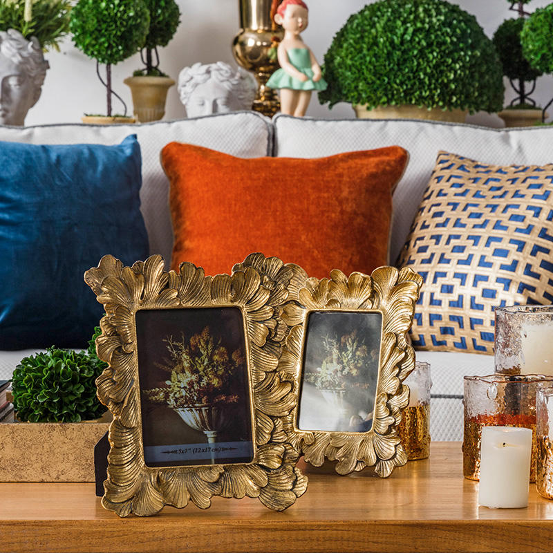 奇居良品 轻奢家居装饰相框摆台像框摆件 金色波古丹系列6寸7寸