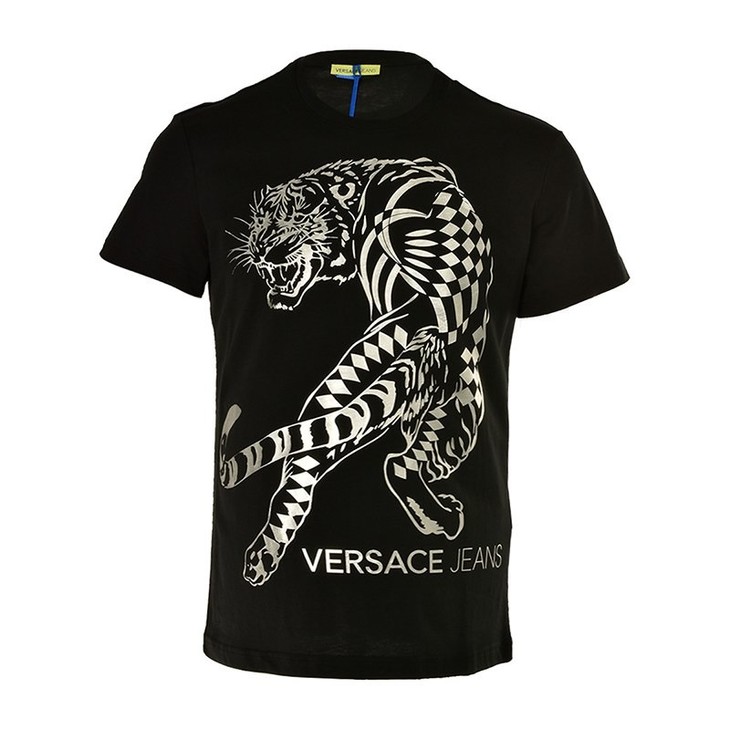 versace 范思哲 vj logo男士烫银印花老虎短袖t恤