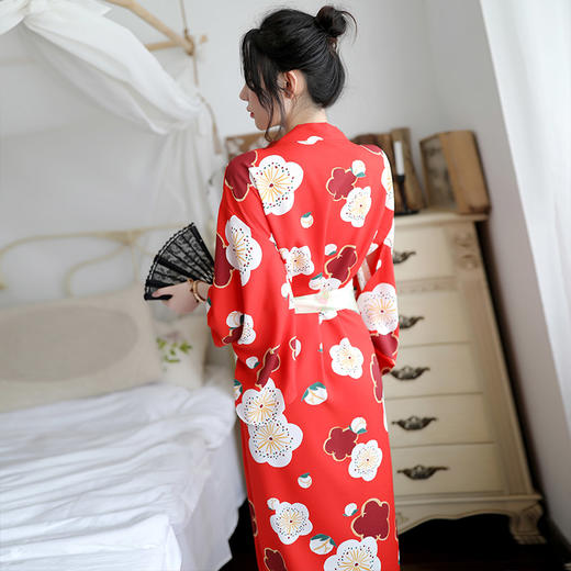 霏慕 制服诱惑 日式樱花少女深V长款羽织和服套装 7059 商品图2