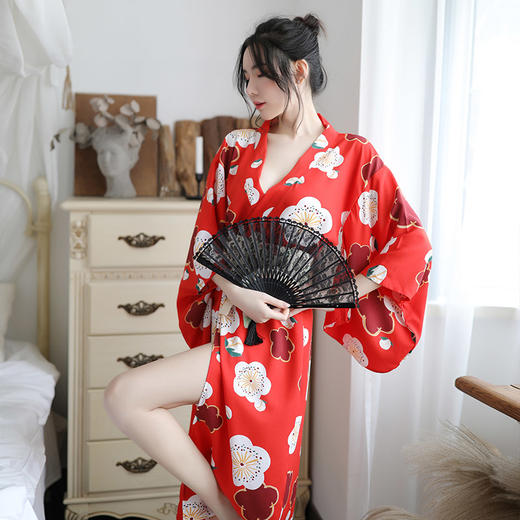 霏慕 制服诱惑 日式樱花少女深V长款羽织和服套装 7059 商品图1