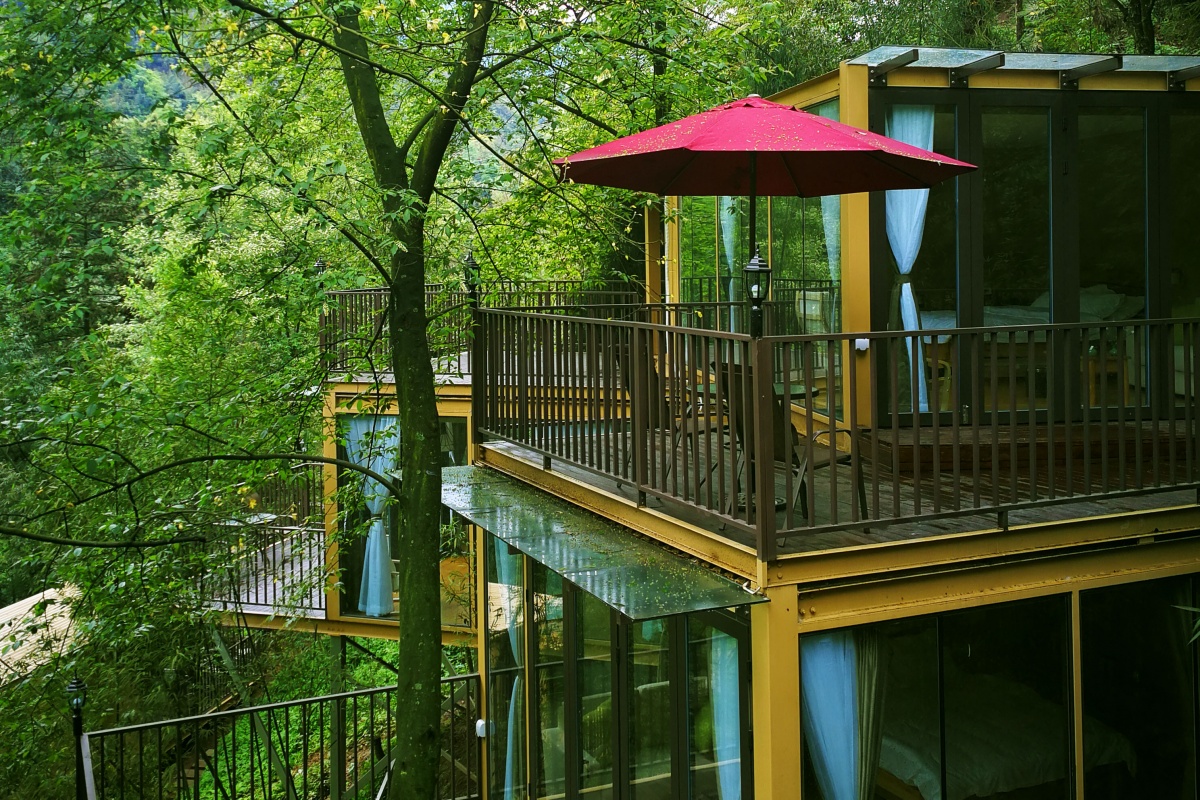 【都江堰-青城牧歌】赵公山上独享全景270°超大景观落地窗户,赏遍