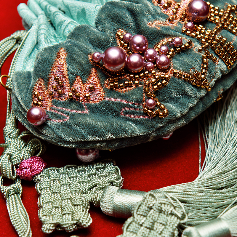 珠圆玉润刺绣丝绒荷包 故宫宫廷文化×le fame