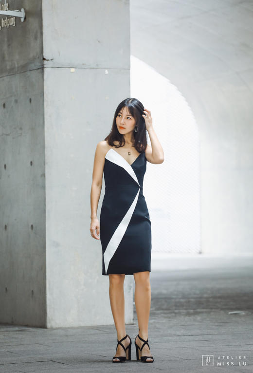 AtelierMissLu / Anne-黑白拼色立体小抹胸 商品图2