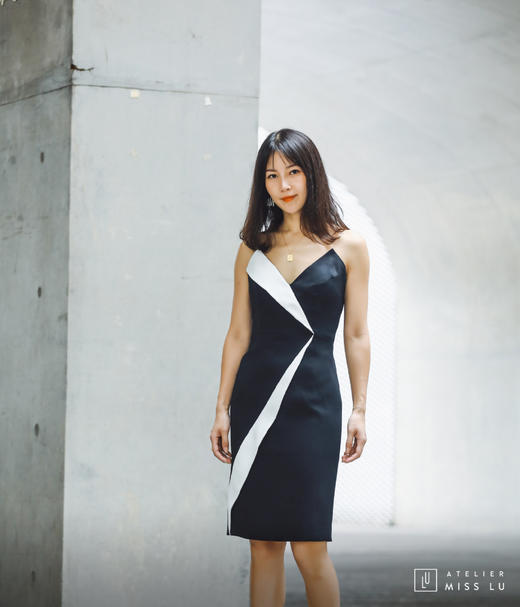 AtelierMissLu / Anne-黑白拼色立体小抹胸 商品图0