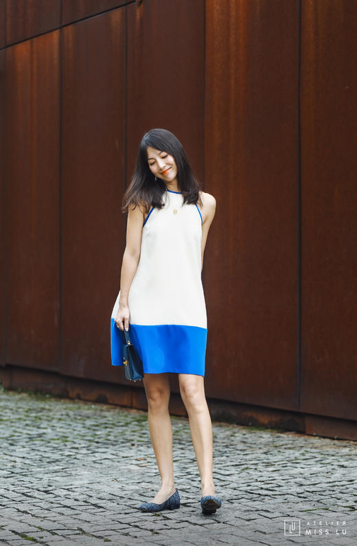 AtelierMissLu / Lola-拼色挂脖连身裙 商品图6