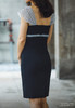 AtelierMissLu / Ashley-光泽黑拼纱肩部两穿连身裙 商品缩略图5