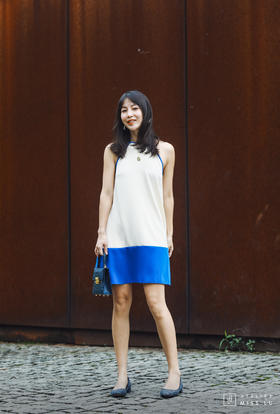 AtelierMissLu / Lola-拼色挂脖连身裙