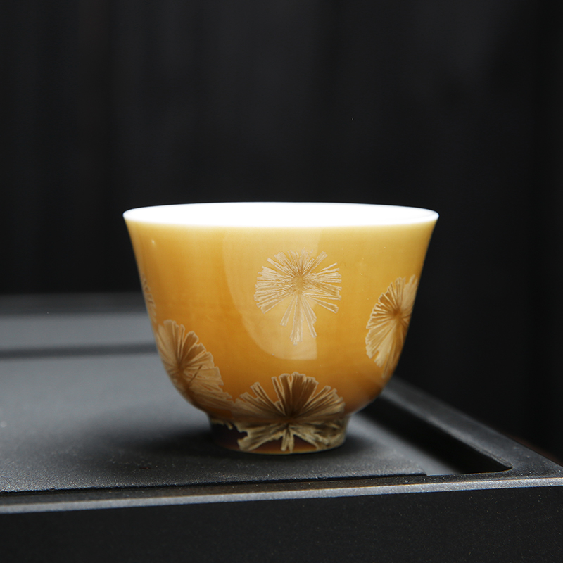 八马茶具|窑变绚彩-晶黄杯 瓷器功夫茶杯单个装