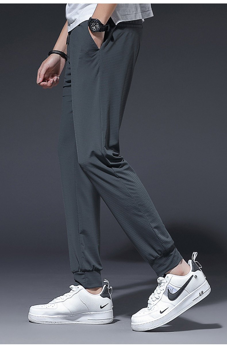 木林森夏季男裤高弹冰丝运动九分裤青年时尚宽松大码休闲裤男裤子