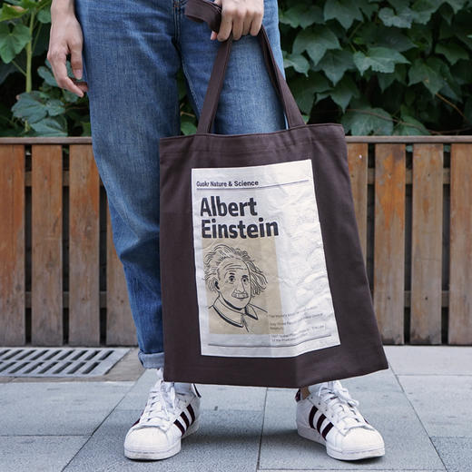 下架 科学家系列帆布袋 大容量原创复古报纸风环保单肩手提袋 商品图4