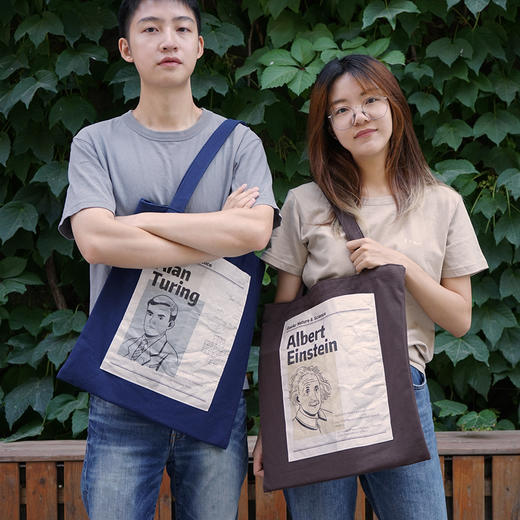 下架 科学家系列帆布袋 大容量原创复古报纸风环保单肩手提袋 商品图6