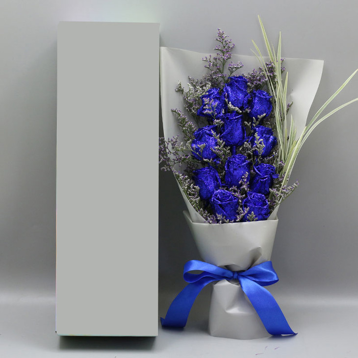 11朵蓝色妖姬蓝玫瑰礼盒送女朋友老婆生日表白礼物女神节母亲节520